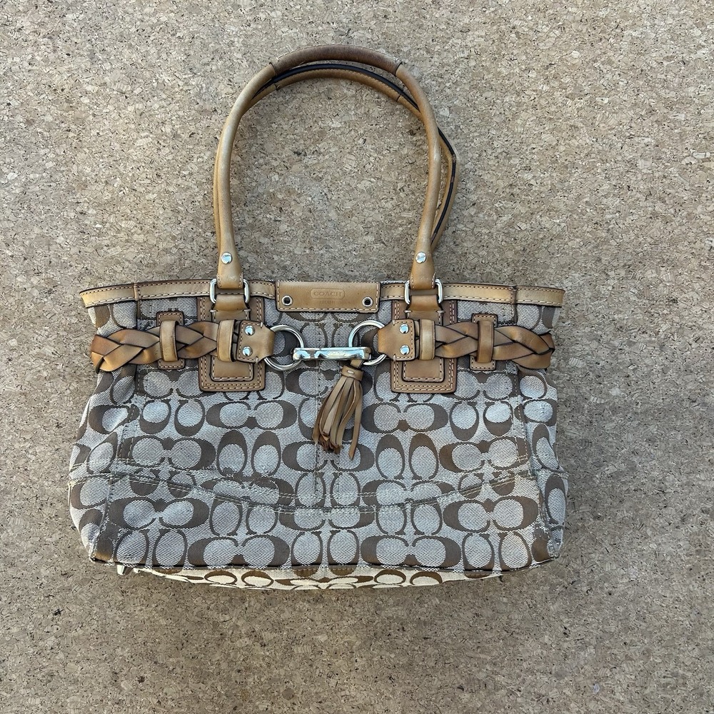 Vintage Y2K Coach F15665 Hampton Signature Braided Tote